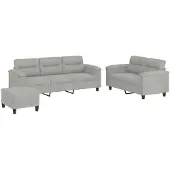 vidaXL Ensemble de canapés 3 pièces avec coussins gris clair tissu microfibre