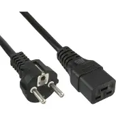 InLine 16658D Câble réseau 16A, contact de protection droit sur prise dispositifs froids IEC320/C19, 1m