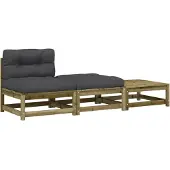 vidaXL Canapé de jardin sans accoudoirs avec coussins et tabourets