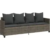 vidaXL Chaise longue avec coussins Gris Poly rotin