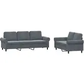 vidaXL Ensemble de canapés 2 pièces avec coussins gris foncé velours