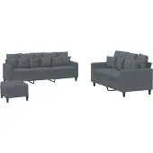 vidaXL Ensemble de canapés 3 pièces avec coussins gris foncé velours