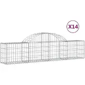 vidaXL Paniers à gabions arqués 14 pcs 200x30x40/60 cm Fer galvanisé