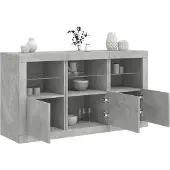 vidaXL Sideboard avec lampes LED gris béton 123x37x67 cm
