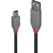 Lindy 36723 câble USB USB 2.0 2 m USB A Mini-USB B Noir, Gris