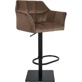 CLP Tabouret de bar Damaso, revêtement en velours, pivotant et réglable en hauteur en continu jusqu'à 240 kg, structure marron, couleur noire