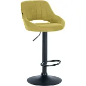 CLP Tabouret de bar Milet, revêtement en tissu, hauteur réglable, pivotant, avec dossier, couleur du piètement : noir