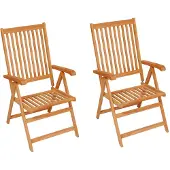 vidaXL Chaises de jardin 2 pcs. avec coussins noirs en teck massif