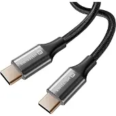 Swissten , Câble USB-C vers USB-C Conception tressée Protection contre l'emmêlement, Noir