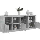 vidaXL Sideboard avec lampes LED gris béton 164x37x67 cm