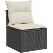 vidaXL Fauteuil de jardin sans accoudoirs avec coussins noir Poly rotin