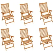 vidaXL Chaises de jardin 6 pcs. avec coussins verts teck massif