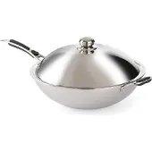 Hendi Poêle wok avec couvercle | 36 cm de diamètre
