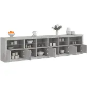 vidaXL Sideboard avec lampes LED gris béton 283x37x67 cm