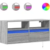 vidaXL Armoire TV murale avec éclairage LED Gris Sonoma 100x31x45 cm