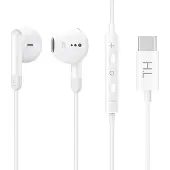 Avizar , casque USB-C avec microphone et télécommande, compatible smartphones/tablettes, couleur blanche