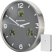 Bresser MyTime Io NX Horloge murale radio pilotée avec Mesure de Temperature et Humidité - Diamètre 30 cm