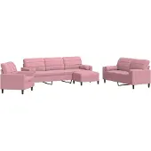vidaXL Ensemble de canapés 4 pièces avec coussins et traversins Rose velours