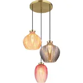 Globo Suspension dorée Jessica avec verre coloré rond