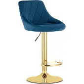 Leobert Tabouret De Bar - - Kast - Velours Bleu Marine/Base Dorée