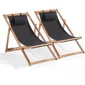 Oviala Lot de 2 chiliennes eucalyptus noir - Socoa