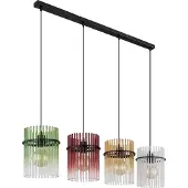 Globo Lighting Suspension noire Gorley Verre coloré 4 lumières