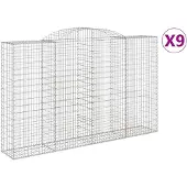 vidaXL Gabions avec arc surélevé 9 pcs. 300x50x180/200cm Fer galvanisé