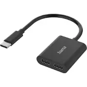 Hama adaptateur audio 2en1 USB-C mâle vers 2x USB-C femelle Audio + charge
