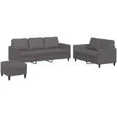 vidaXL Ensemble de canapés 3 pièces avec coussins Gris Similicuir