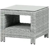 Ebuy24 Vinor Table d'appoint avec plateau en verre, sable.
