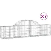 vidaXL Gabions avec arc surélevé 7 pcs. 200x30x40/60 cm Fer galvanisé