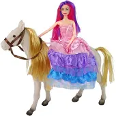 Lean Toys Poupée princesse avec poney blanc + accessoires