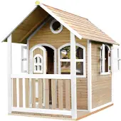 Axi Alex Maison Enfant En Bois | Maison De Jeux Pour L'Extérieur / Jardin En Marron & Blanc | Maisonnette / Cabane De Jeu Avec Des Fenêtres &