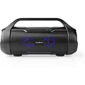 Nedis Bluetooth Party Boombox | 6 heures | 2.0 | 120 W | Playback by Media: AUX / Micro SD / USB | Ipx5 | Synchronisationable | Poignée de roulement | Lumière de fête | Noir