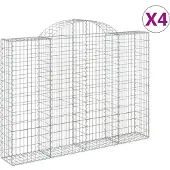 vidaXL Gabions avec arc surélevé 4 pcs. 200x30x140/160cm Fer galvanisé