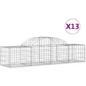 vidaXL Gabions avec arc surélevé 13 pcs. 200x50x40/60 cm Fer galvanisé