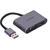 UNITEK Adaptateur Usb-A - Hdmi & Vga, Full Hd, M/F