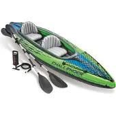 Intex Bateau gonflable Bateau de pêche Kayak Challenger K2, Set incl. pagaie alu et pompe, 351 x 76 x 38cm, 2 personnes, 68306