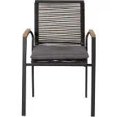 Ebuy24 Dallas Chaise de jardin empilable, noir, naturel.