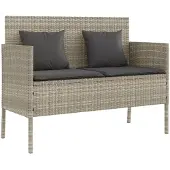 vidaXL Banc de jardin avec coussins gris clair Poly Rattan