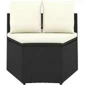 vidaXL Ensemble de salon de jardin 2 pièces avec coussins Poly rotin noir