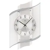 AMS 5516 Horloge murale radio analogique argentée avec verre moderne