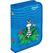 Maped Trousse d'écolier Jungle en polyester bleu remplie 32 pièces