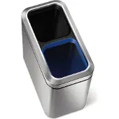 Simplehuman Poubelle de recyclage ouverte étroite de 20 litres, inox brossé - 5x5x28 cm ; CW1470