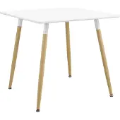 En.casa [] Table de salle à manger carrée 80x80x74cm blanc mat hêtre table de cuisine pour 3 personnes salle à manger table rétro