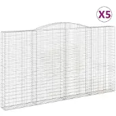 vidaXL Gabions avec arc surélevé 5 pcs. 400x30x220/240cm Fer galvanisé