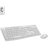 Logitech MK295 Silent, Taille complète (100%), Sans fil, RF Wireless, QWERTY, Blanc, Souris incluse
