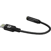 Swissten Audio adaptér textile lightning / jack (samice) 0,15 m erný
