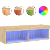 vidaXL Armoire TV avec lampes LED Chêne Sonoma 100x30x30 cm