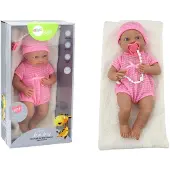 Leantoys Poupée bébé en vêtements roses, chapeau, sucette et couverture
